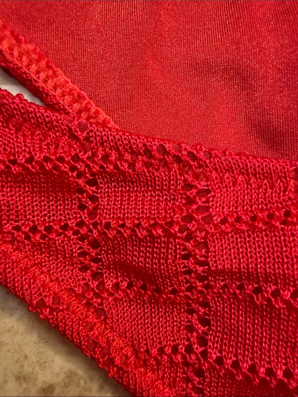 triangl swimwear Red Crochet Triangle Bikini Set with Cover-Up - Picture 5 of 9